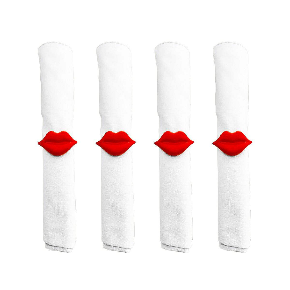 Set of 4 red mouth napkin rings