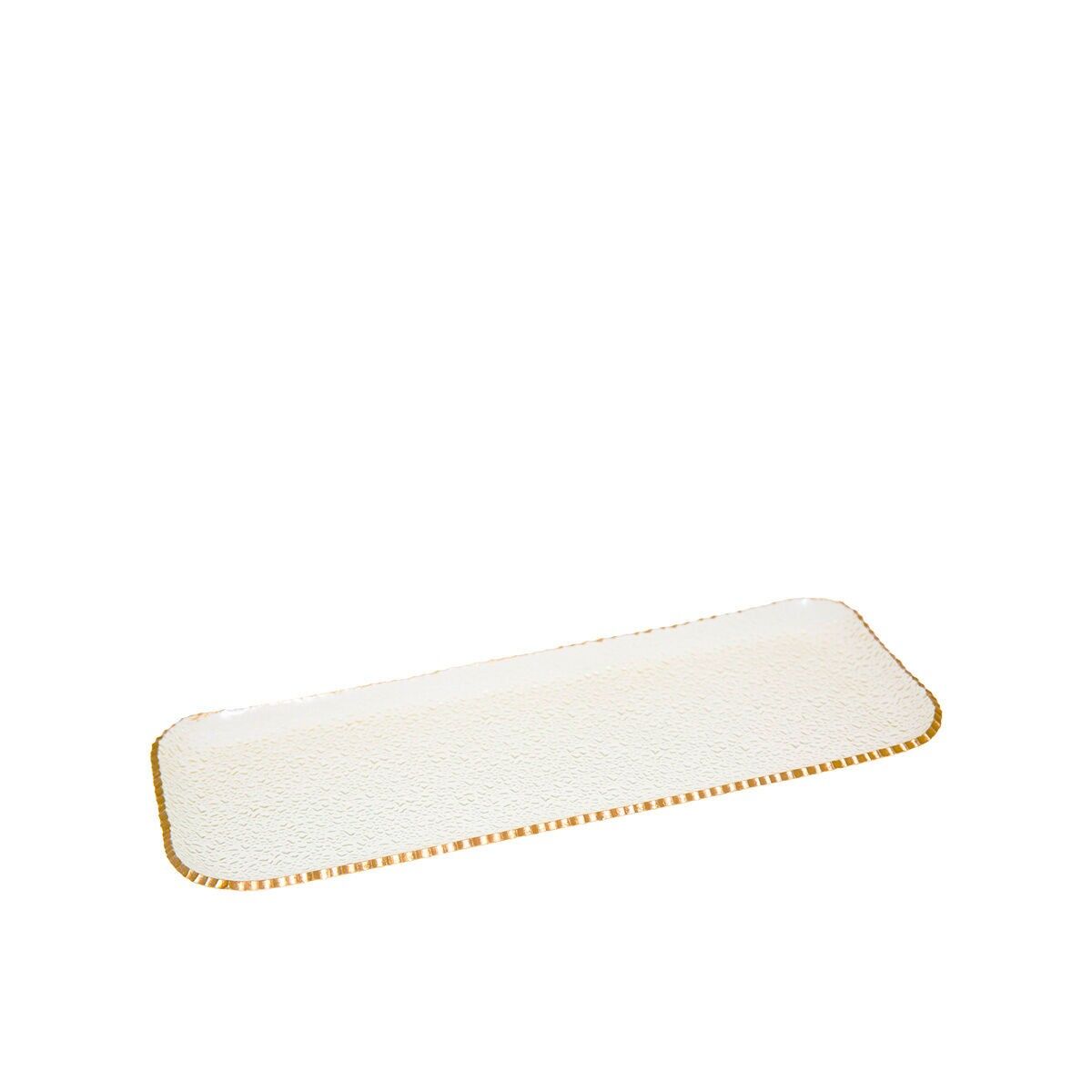 Plateau rectangulaire bord doré en verre 27x13x2cm