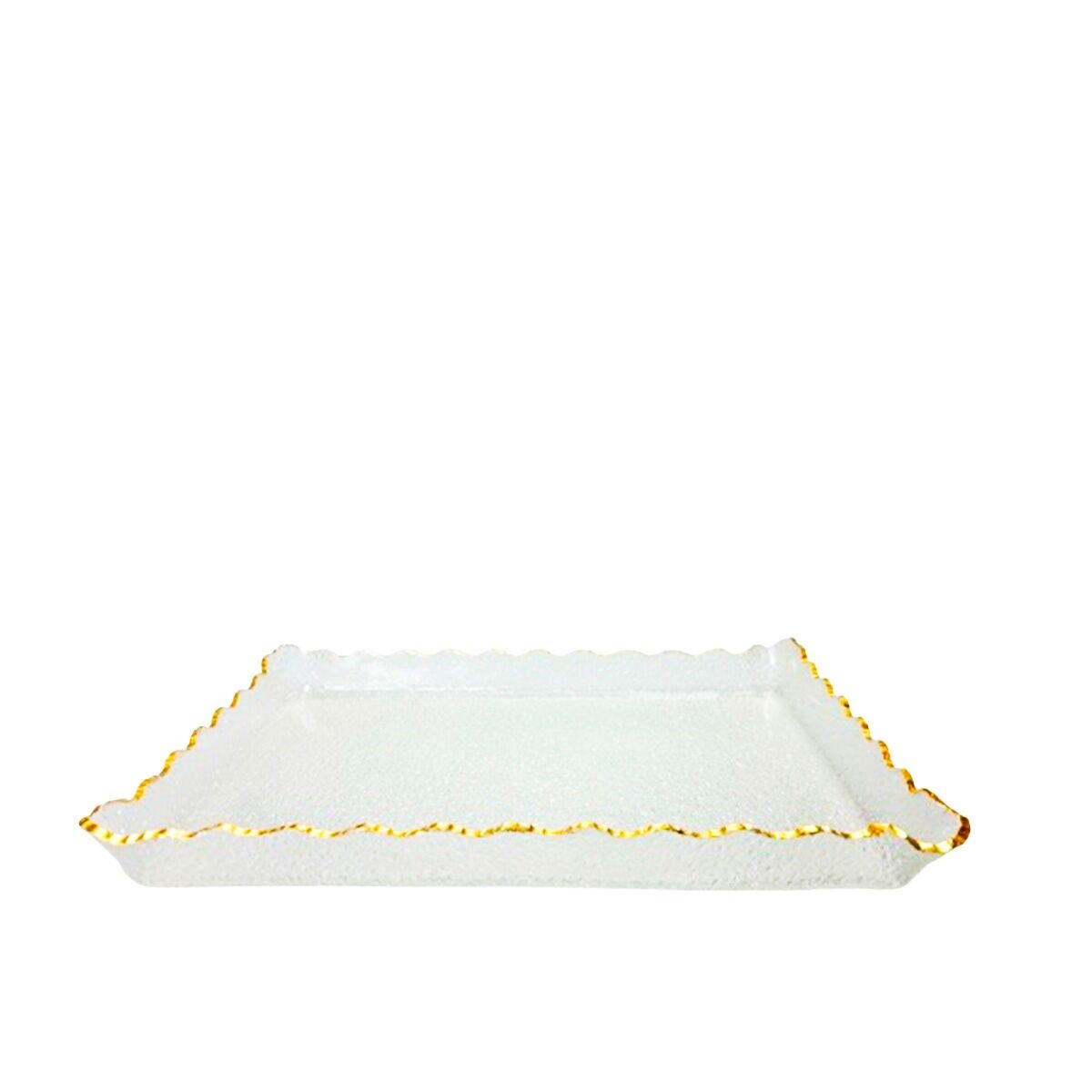 Plateau rectangulaire bord doré en verre 36x25x4cm