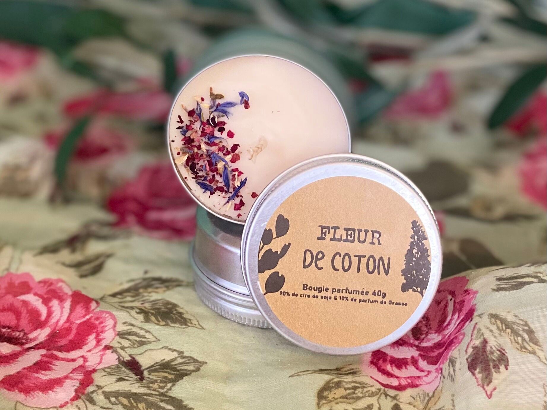 Mini Cotton Candle 40g - Soy Wax and Grasse Fragrance