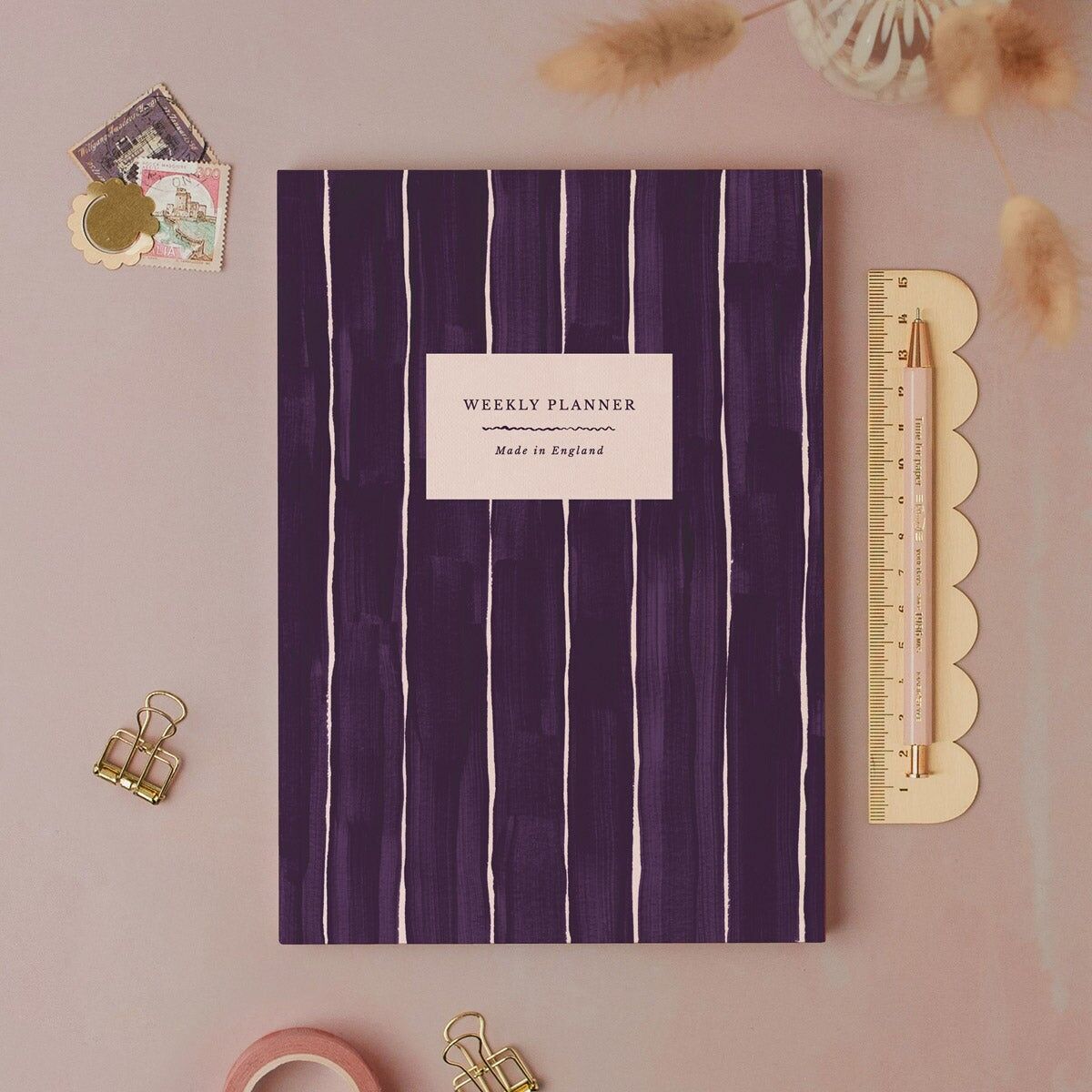 Wochenplaner mit Nadelstreifenmuster | Undatierter Wochenorganizer