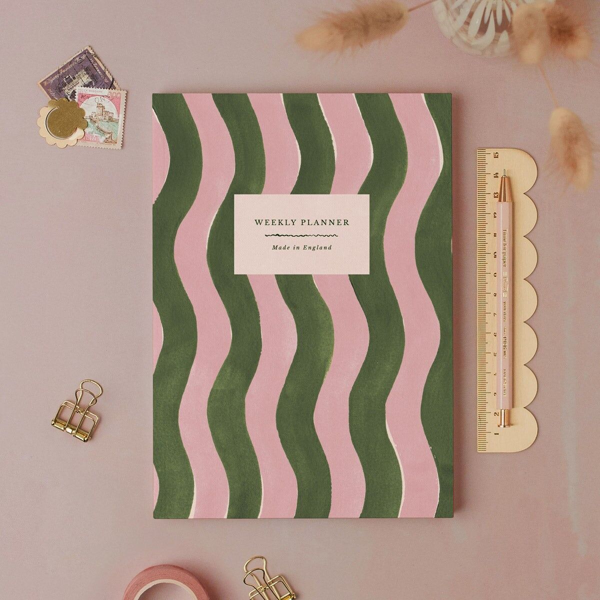 Wochenplaner „Gemalte Wellen“ | Undatierter Wochenorganizer