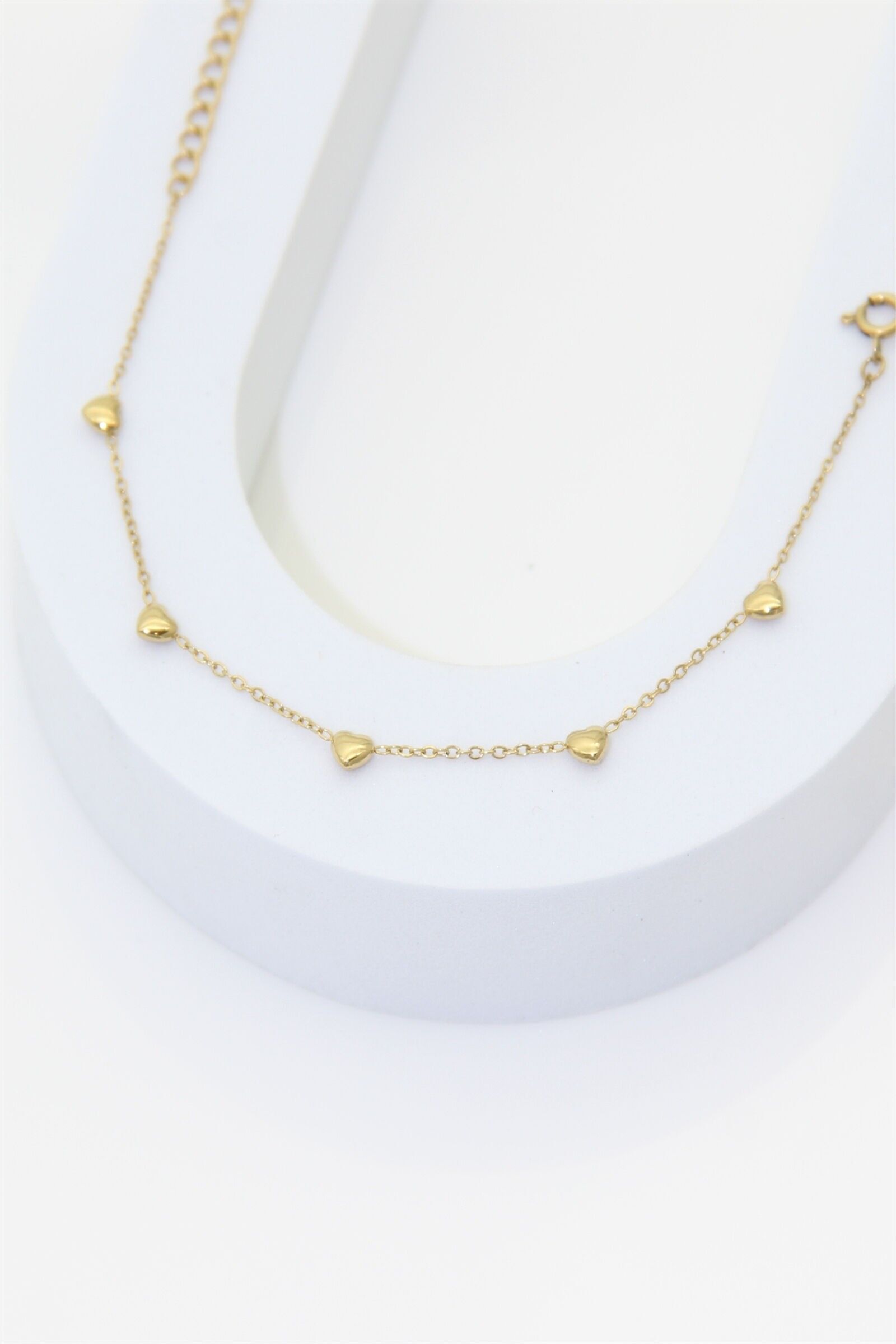 Gold heart bracelet in stainless steel – Adjustable thin chain