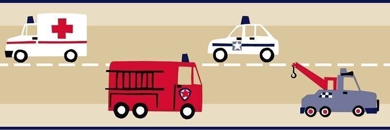 ESTAhome Tapete Grenze Feuerwehrauto und Polizeiauto-177305