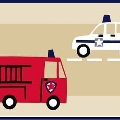 ESTAhome Tapete Grenze Feuerwehrauto und Polizeiauto-177305