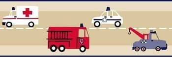 Papier peint ESTAhome frontière camion de pompiers et voiture de police-177305