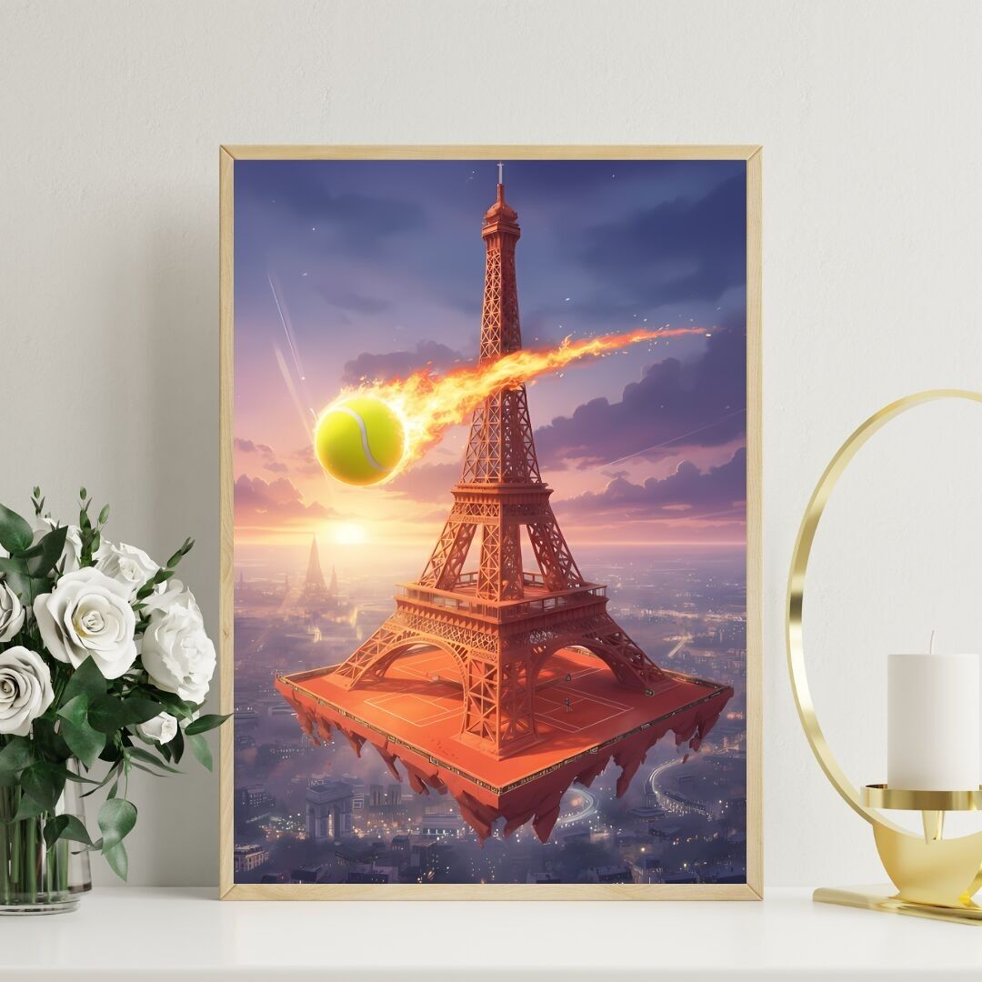 A4/A3 or A2 poster / "Eiffel Tower Tennis Life" poster for tennis fans