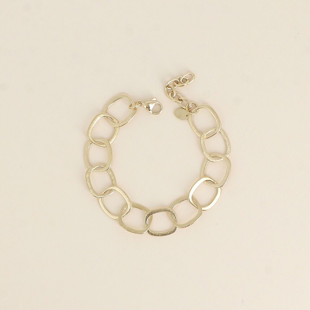 Bracelet - mesh with large oval rings, brushed matte finish