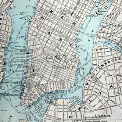 ESTAhome papier peint ancien plan des rues New York-157702