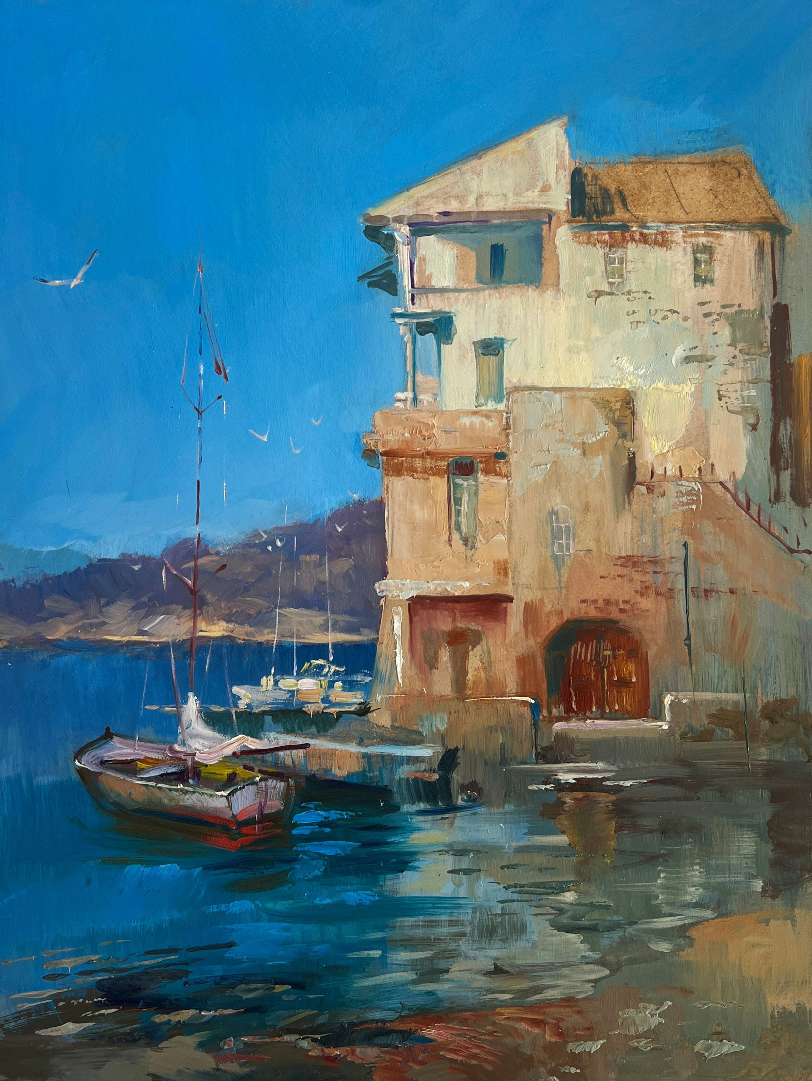 Ölgemälde „Warten auf die Flut“, Yuriy Suprunchuk, 40 x 30 cm