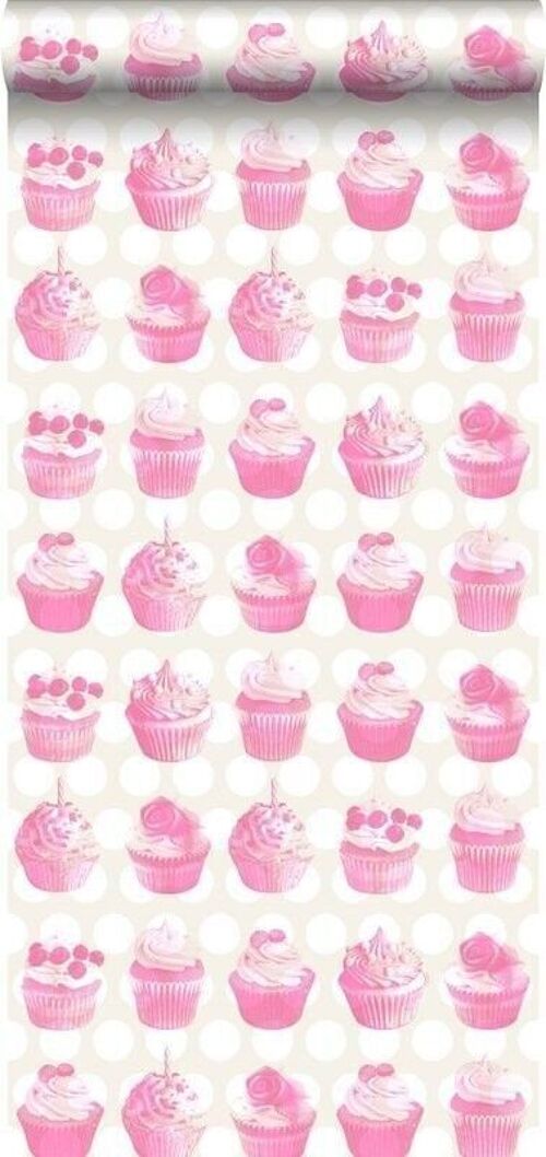 ESTAhome wallpaper cupcakes on shiny dots-138723