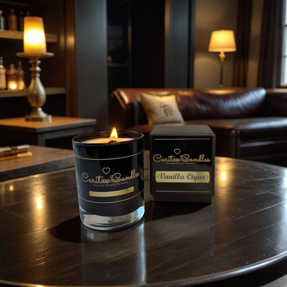 Bougie de luxe à la cire de soja parfumée au cigare à la vanille