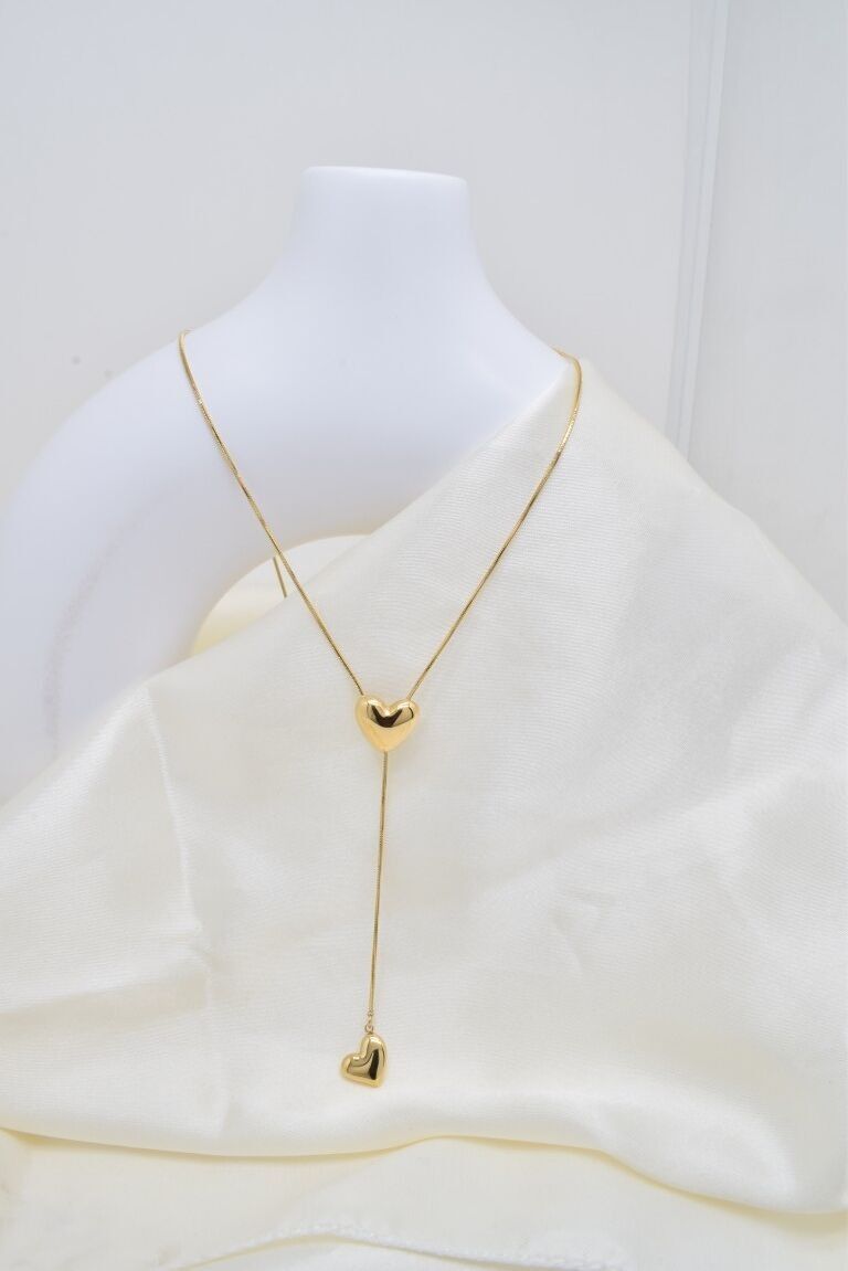 Y-förmige Herzkette aus Edelstahl - BJ210303