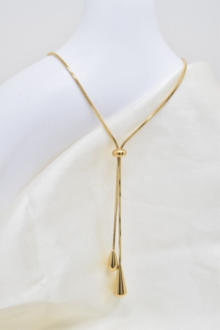 Tropfenförmige Halskette aus Edelstahl in Y-Form - BJ210305