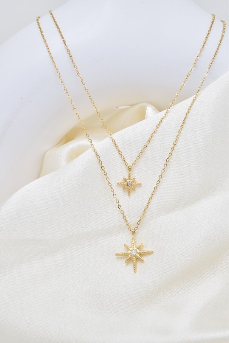 Halskette aus Edelstahl mit Nordstern-Motiv - BJ210309