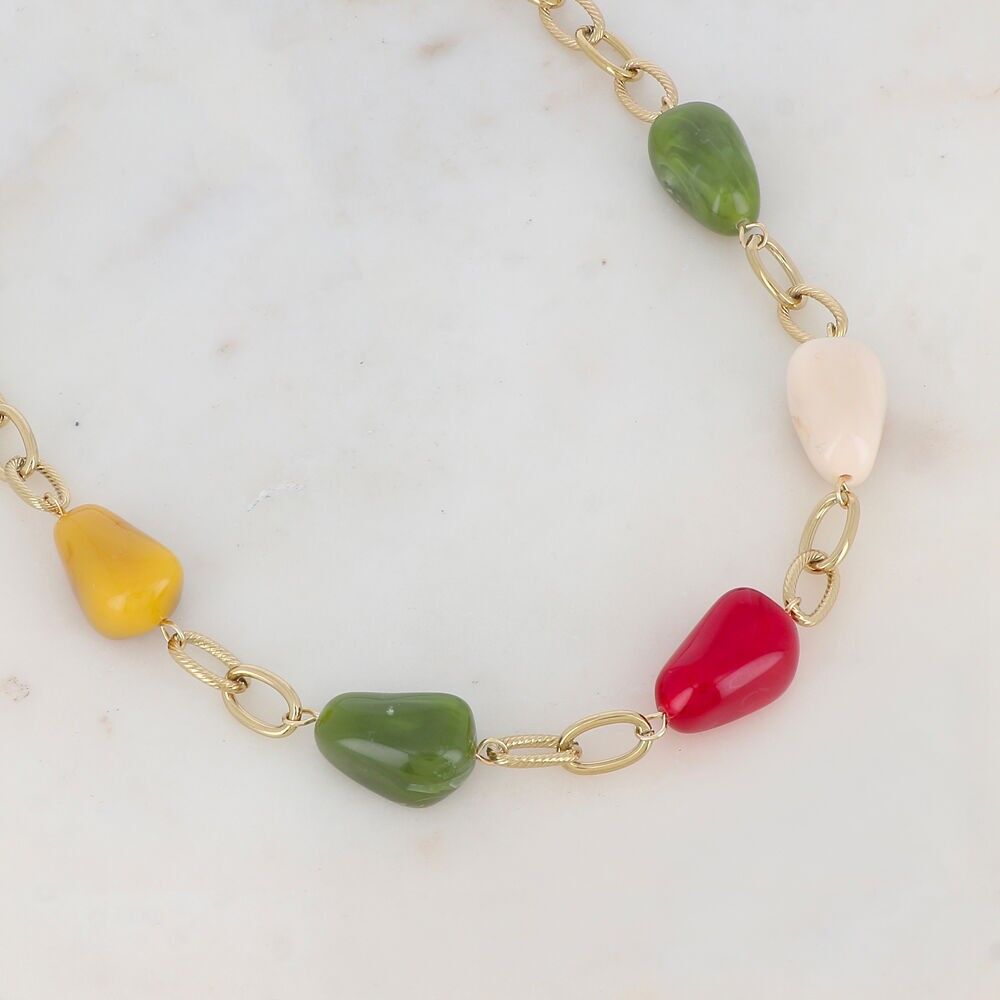 Netzkette mit bunten Harzperlen