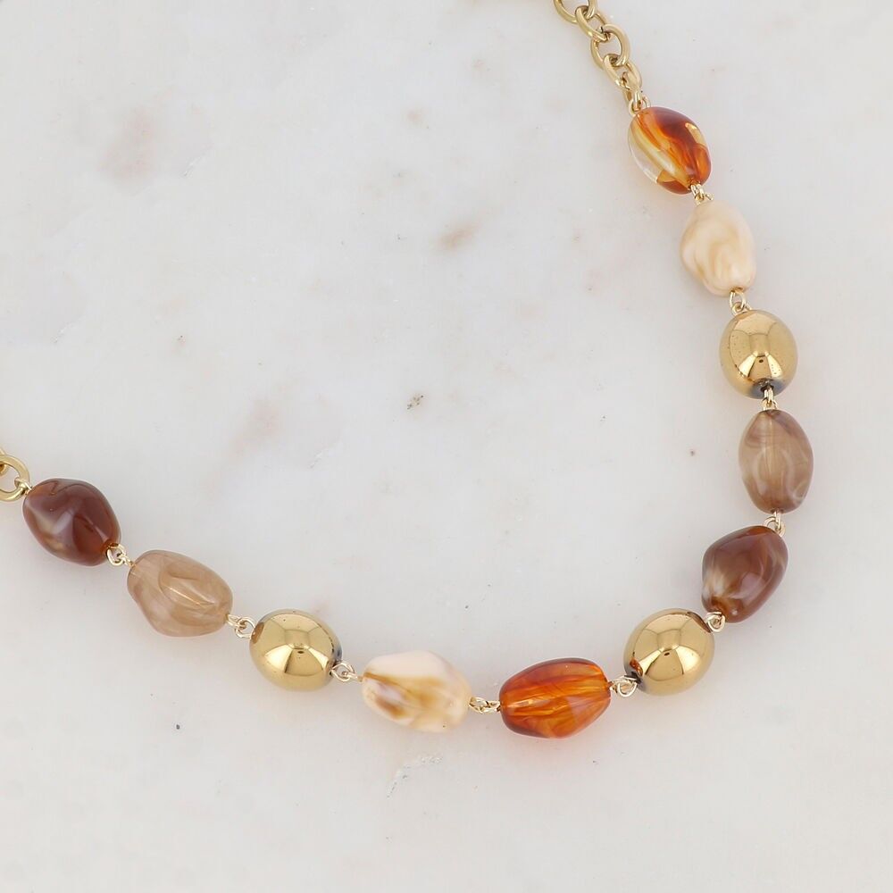 Netzkette mit Harz- und Metallperlen