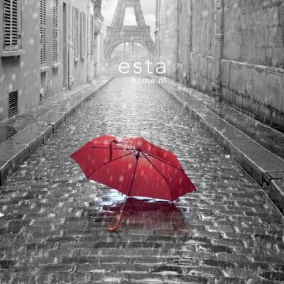 ESTAhome wall mural Paris black and white with red umbrella-158811