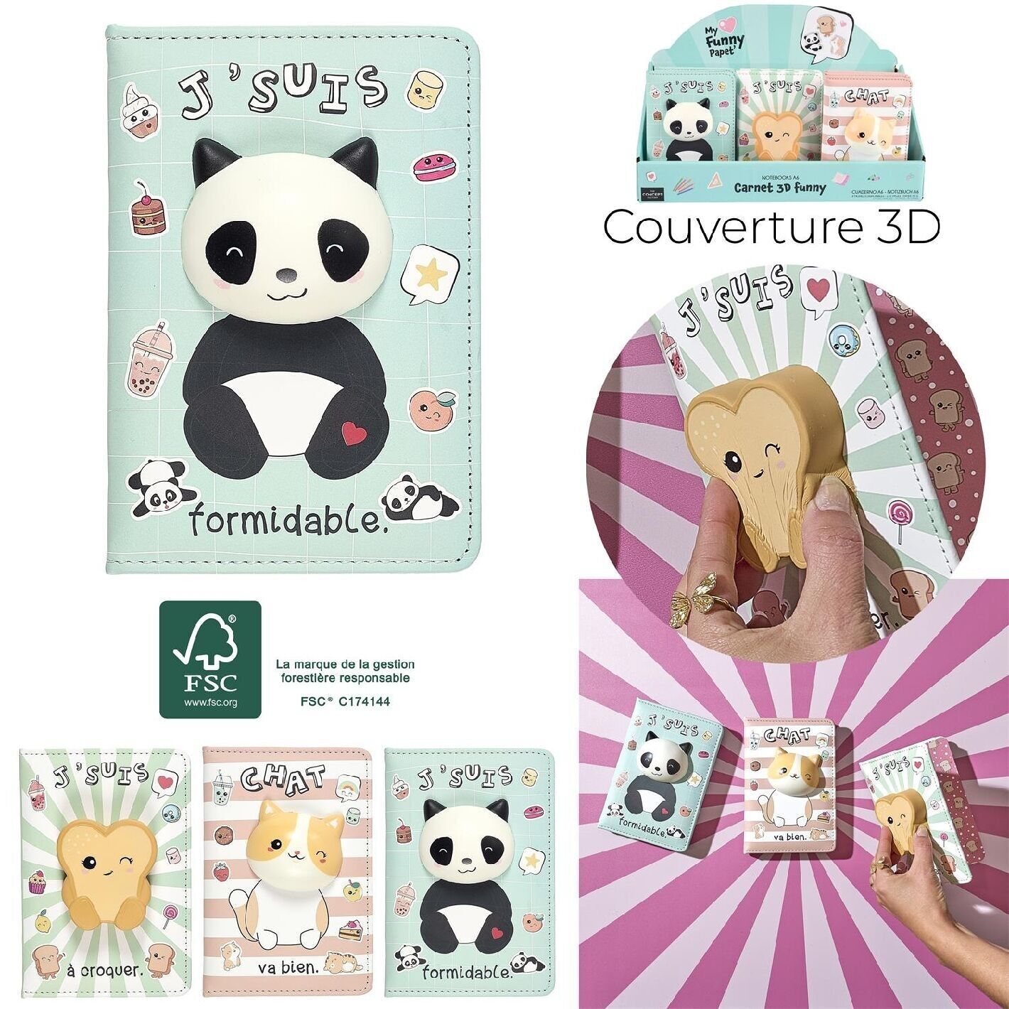 3d funny kawaii notebook