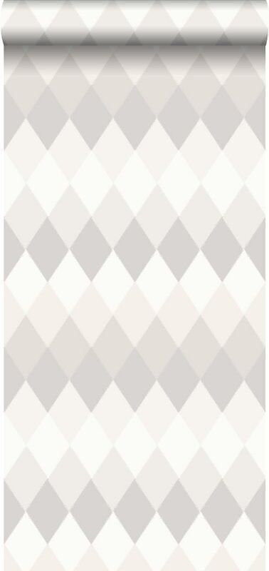 ESTAhome carta da parati motivo rombo con struttura in lino-148678