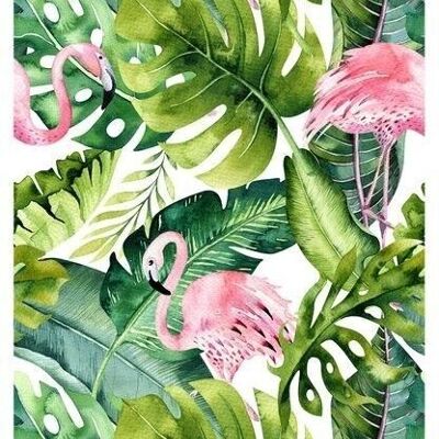 ESTAhome papier peint XXL feuilles tropicales avec flamants roses-158895