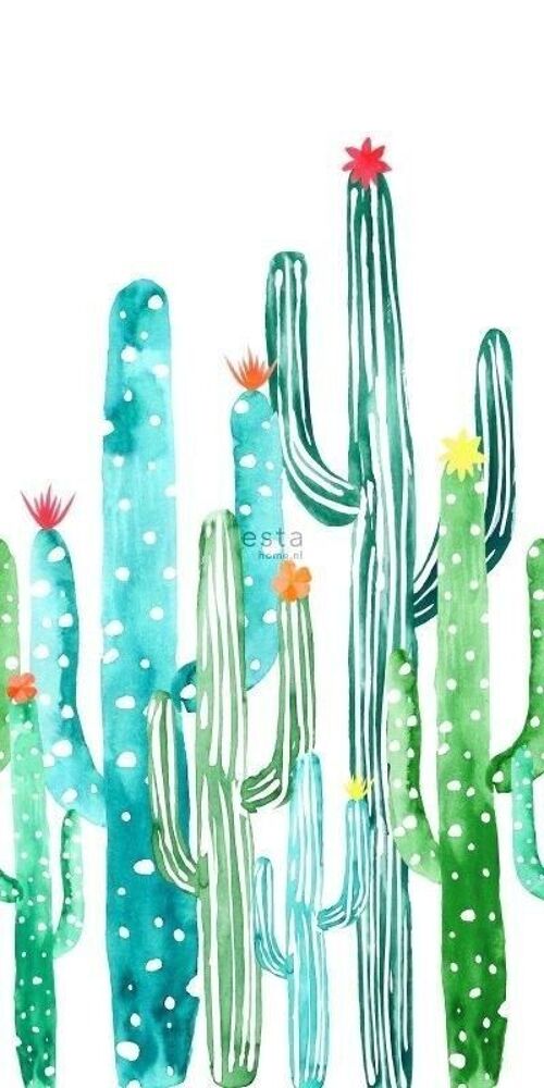 ESTAhome wall mural aquarel painted flowering cactus-158829