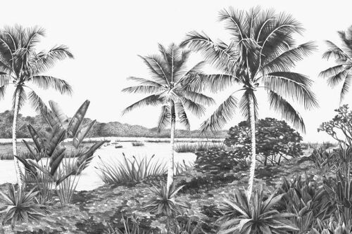 ESTAhome wall mural tropical landscape with palm trees-158901