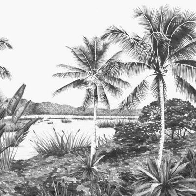 ESTAhome Fototapete tropische Landschaft mit Palmen-158901