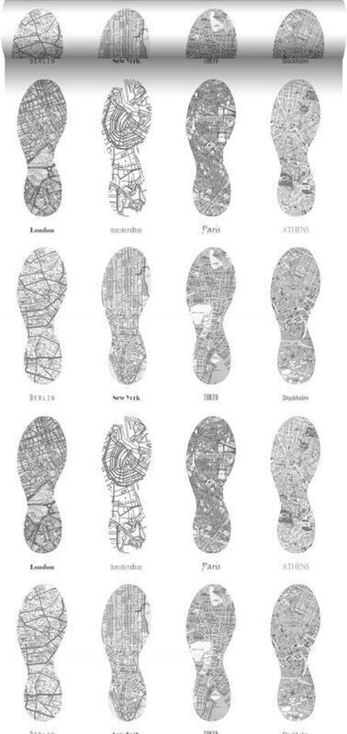 ESTAhome wallpaper marathon city maps in the form of running shoe imprints-128818