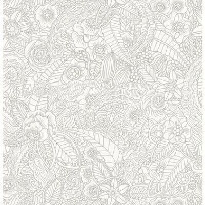 ESTAhome papel tapiz dibujo a lápiz de flores-148613