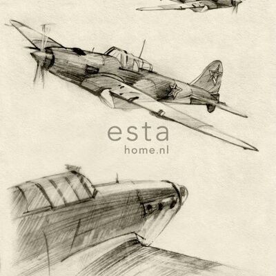 ESTAhome wall mural airplane sketches-158805