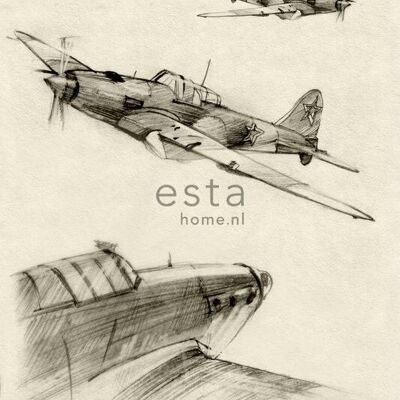 ESTAhome wall mural airplane sketches-158805