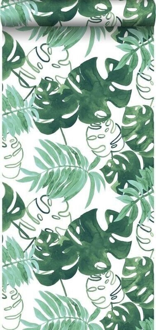 ESTAhome wallpaper painted tropical jungle leaves-138886