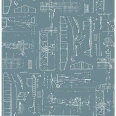 ESTAhome wallpaper construction drawings of airplanes-128809