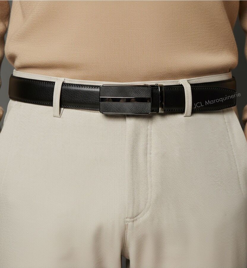 Men's automatic belt without holes in split cowhide leather CAU35-4091