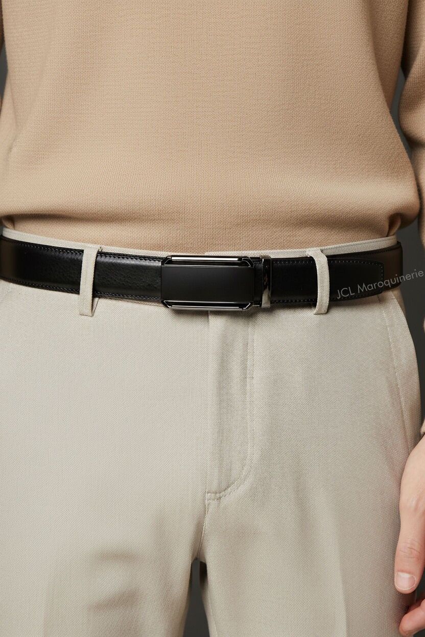 Men's automatic belt without holes in split cowhide leather CAU35-4092N