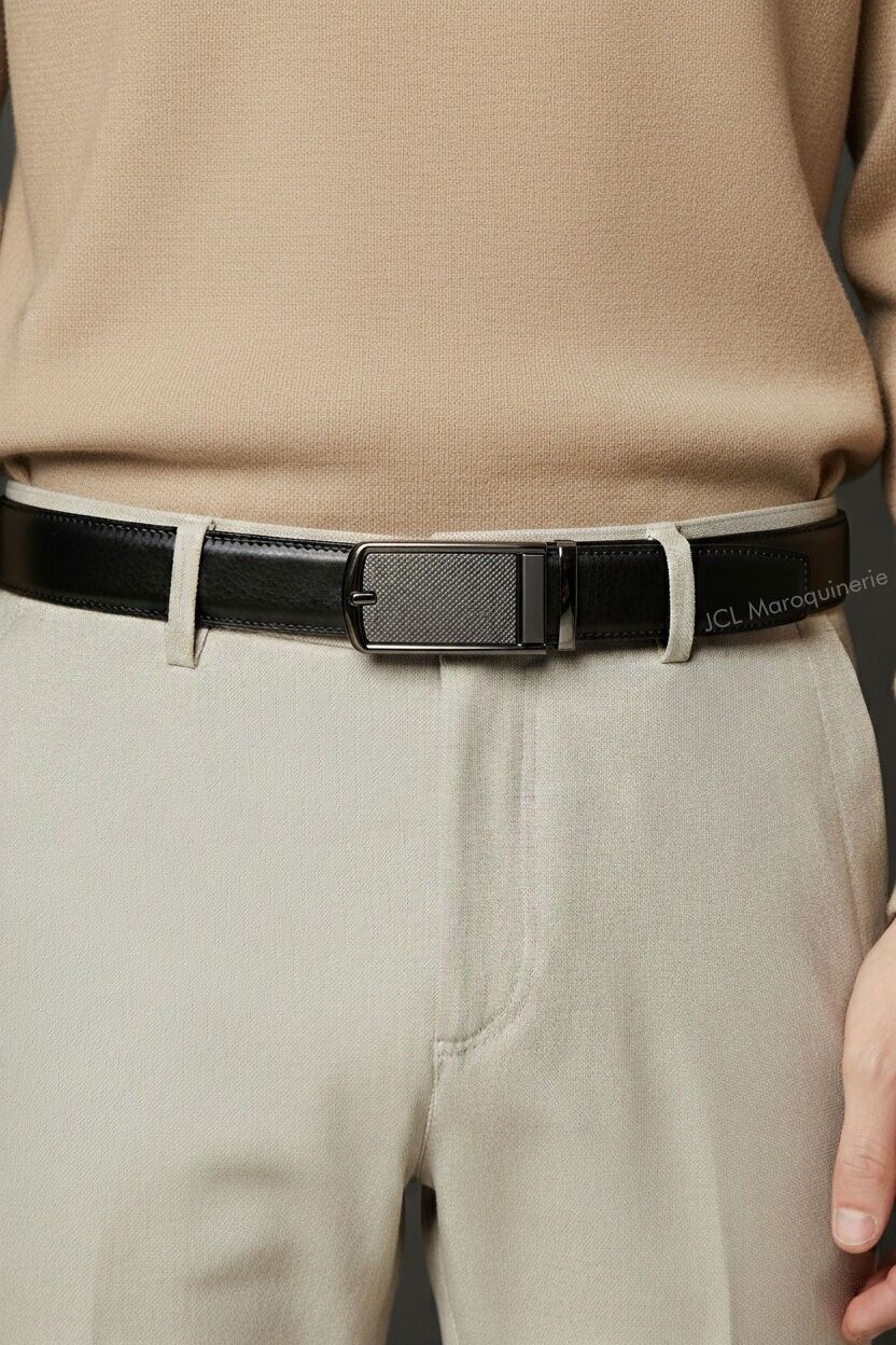 Men's automatic belt without holes in split cowhide leather CAU35-4094