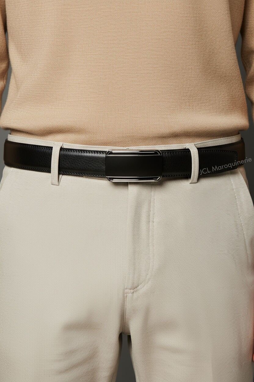 Men's automatic belt without holes in split leather CAU35-40921A