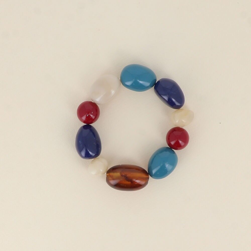Elastic bracelet - round and oval resin beads