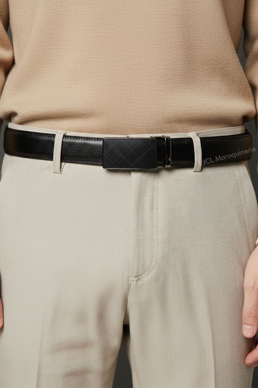 Men's automatic belt without holes in split leather CAU35-H402