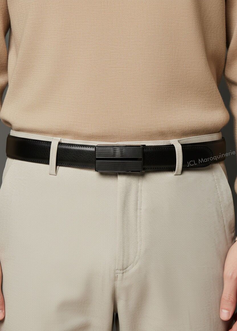 Automatischer Herrengürtel ohne Löcher aus Spaltleder CAU35-H403