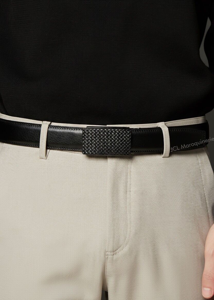 Automatischer Herrengürtel ohne Löcher aus Spaltleder CAU35-P309