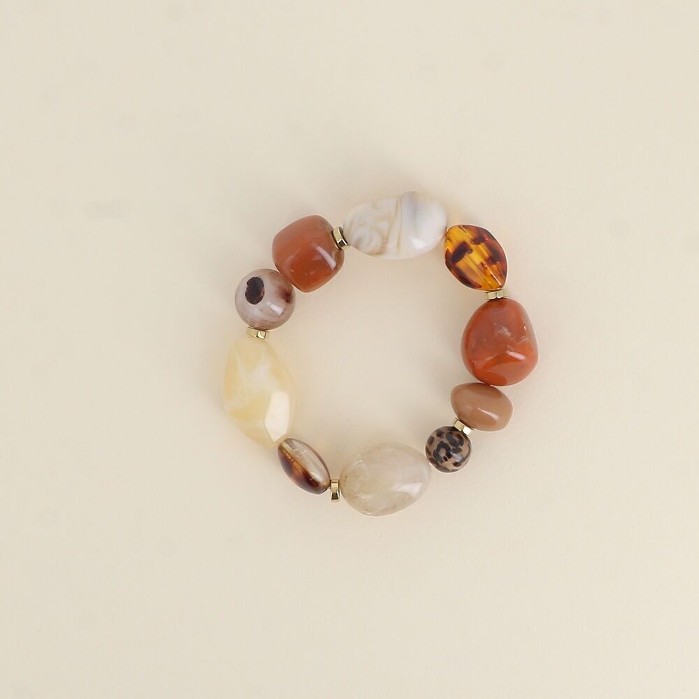 Elastisches Armband – Harzperlen und Unterlegscheiben aus Edelstahl