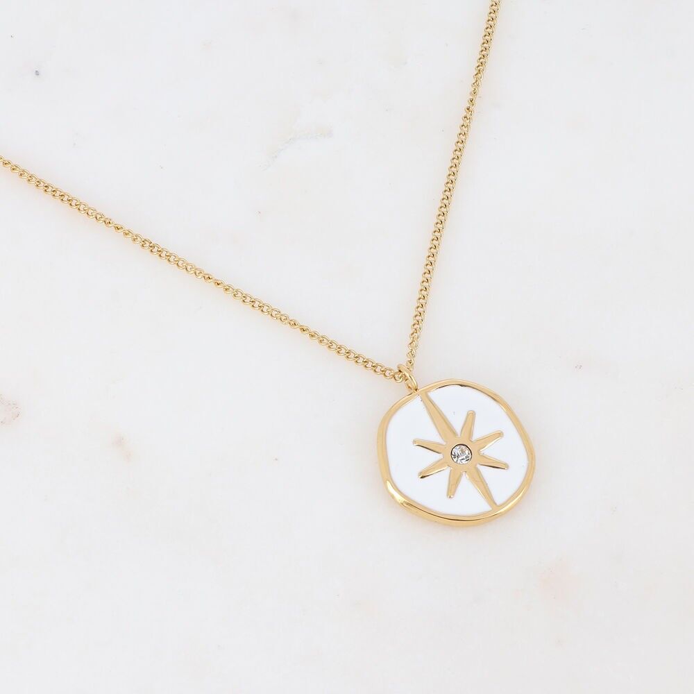 Halskette mit emailliertem Sternanhänger und Strasssteinen