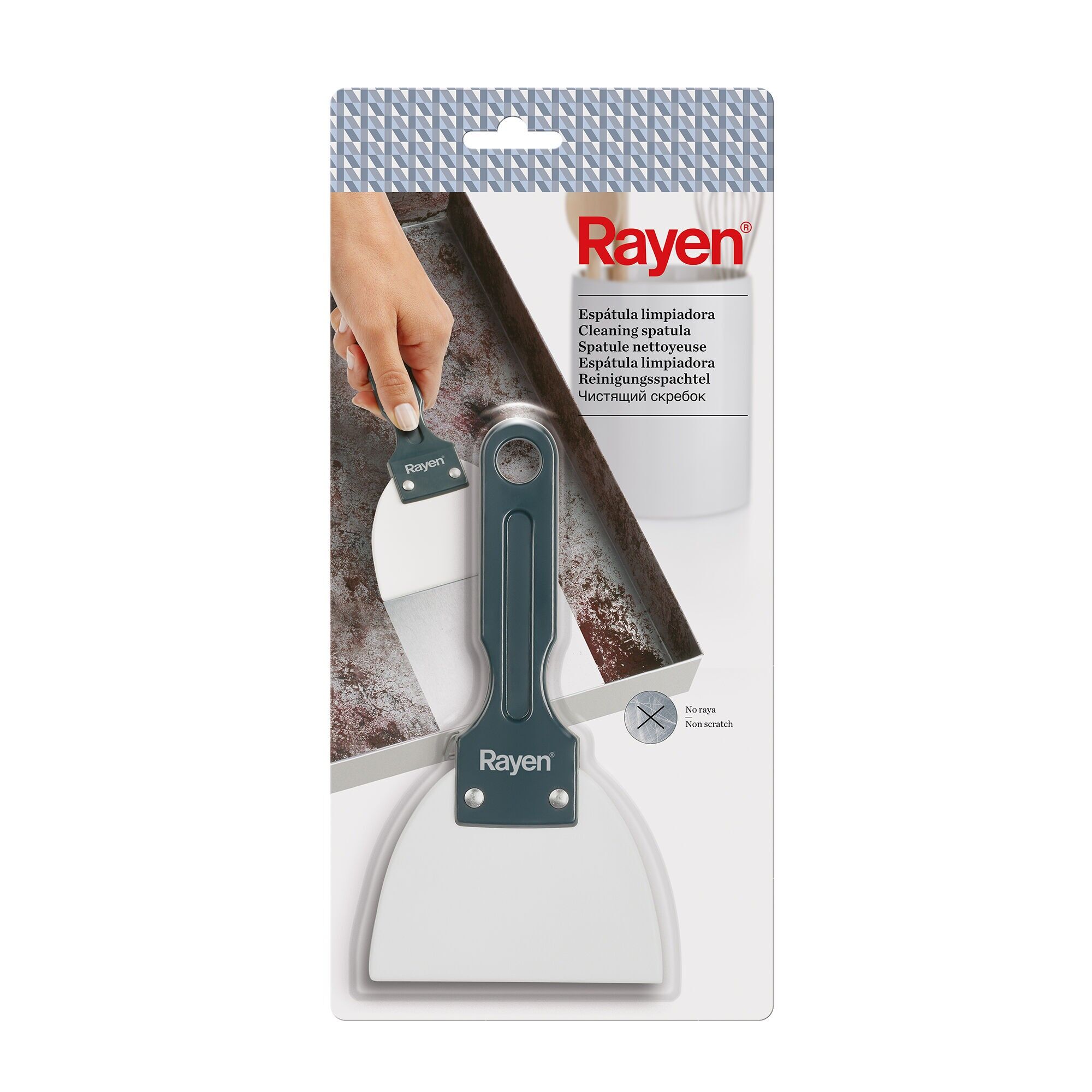 Rayen Cleaning Spatula | Non-Scratch | Dishwasher Safe | Dimensions: 18 × 9 cm | Polyethylene