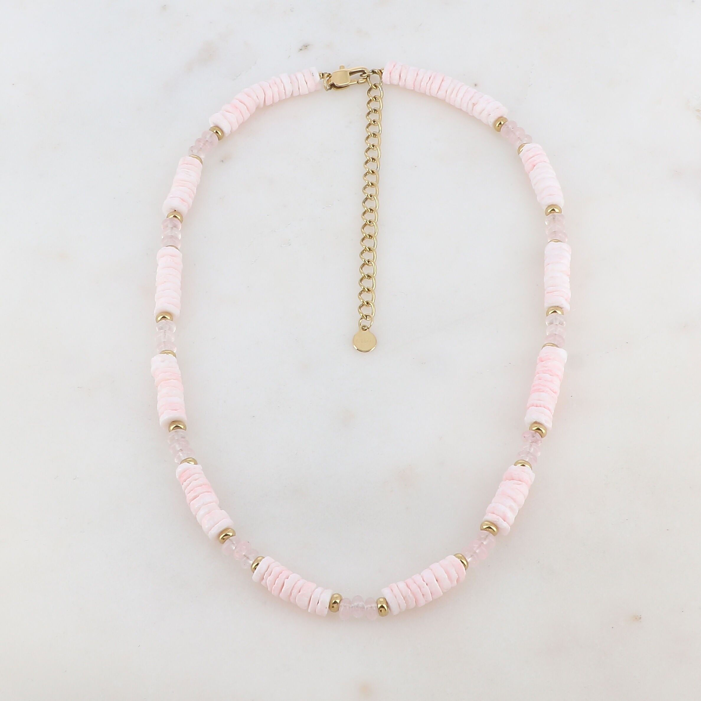 Necklace with natural stones and seashells