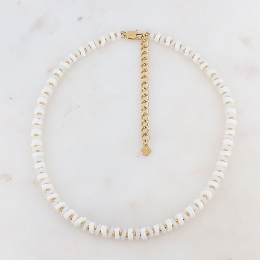 Necklace with natural stones and heishi beads