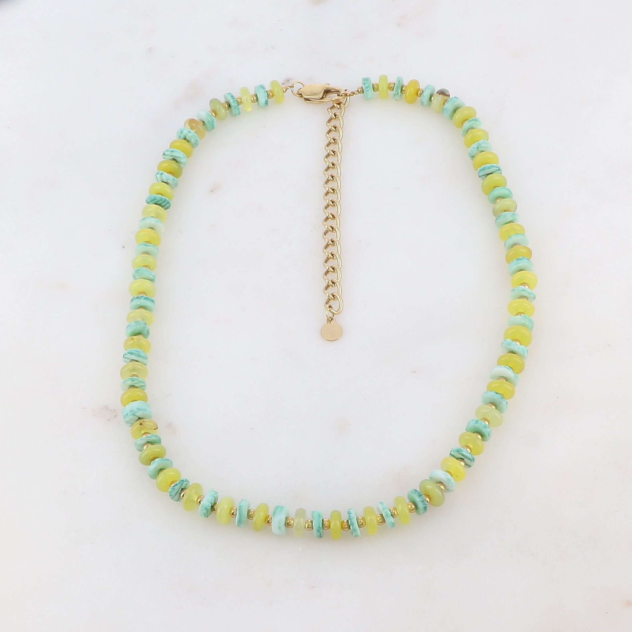 Necklace with natural stones and seashells