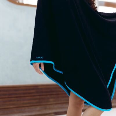 Poncho - Noir gansé turquoise