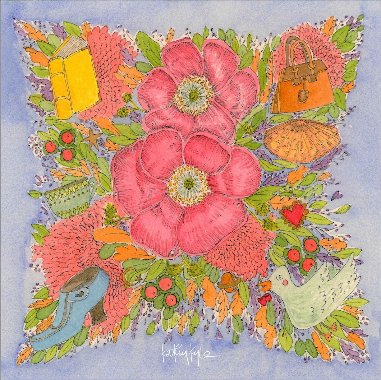 Seidenschal „Blue Floral Dreams“